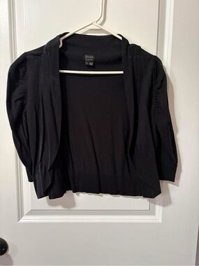 Nicole by Nicole Miller Black Open-Front Draped Cardigan
